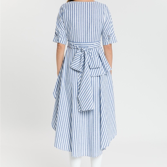 English Factory Blue & White Striped High-Low Top Size Small NWT - Picture 3 of 11